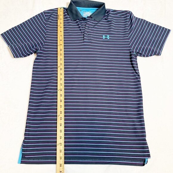 Under Armour Heatgear striped short sleeve collared golf‎ polo shirt - Picture 6 of 6
